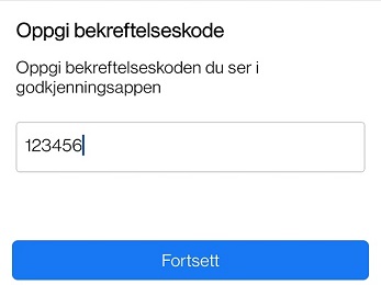 Illustrasjon av bekreftelseskode for å aktivere totrinnsbekreftelse fra mobil