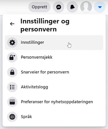 Illustrasjon av Innstillinger og personvern på Facebook i nettleser