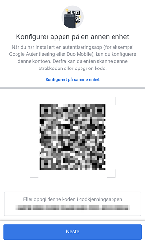 Illustrasjon av QR-kode for å aktivere totrinnsbekreftelse på Facebook fra mobil