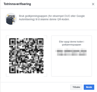 Illustrasjon av QR-kode for å aktivere totrinnsbekreftelse på Facebook i nettleser