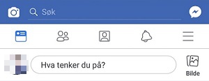 Illustrasjon av menylinje på Facebook fra mobil